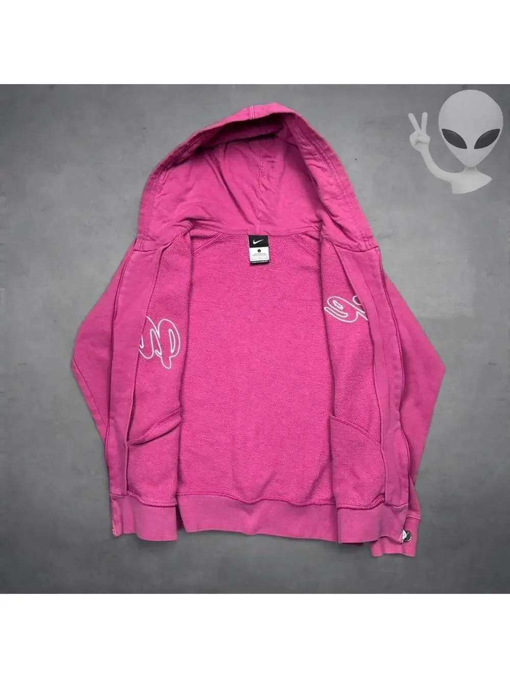 Vintage Nike Spellout Script Logo Full Zip Hoodie Womens S Pink Y2K Streetwear